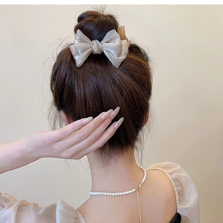 Super Fairy French Style Bow Headdress Bun Grip Summer Hair Accessories Elegant Hair Clip Female Back Head Clip Hairware