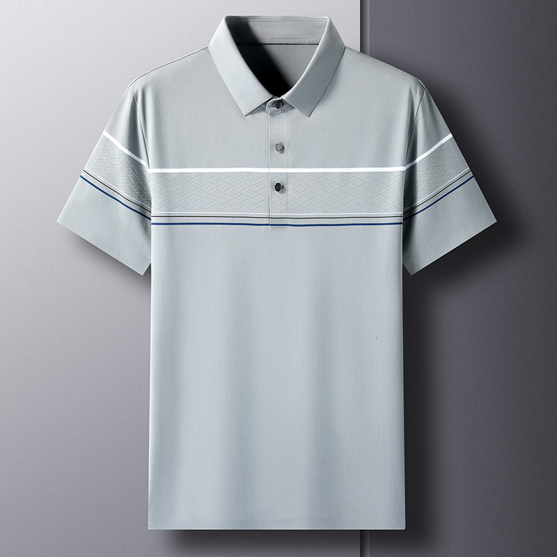 2024夏中年男polo衫纯色无痕短袖t恤中年商务休闲爸爸装上衣百搭