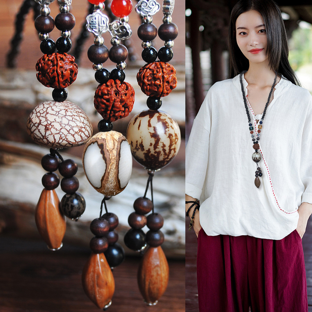 毛衣链秋冬季女文玩佛珠菩提子吊坠饰品木珠百搭长款项链配饰挂件