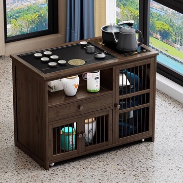 家用茶水柜带轮茶车功夫茶几移动茶台小茶桌烧水壶一体茶具盘套装