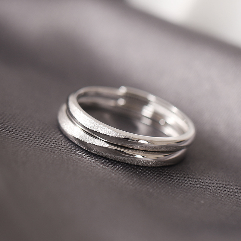 平行世界s925银饰品小众设计男电镀女戒指时尚百搭情侣对戒-阿里巴巴