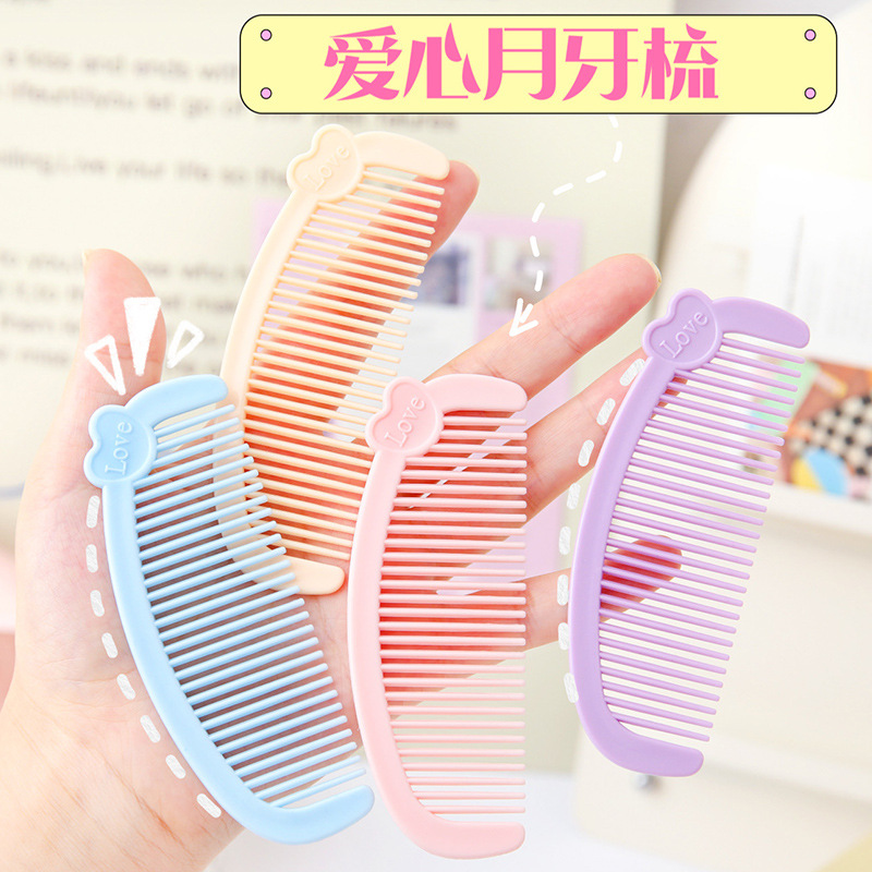 Cartoon Love Mini Small Comb Cute Student Portable Hairdressing Comb Household Children Baby Female Comb Tangle Teezer