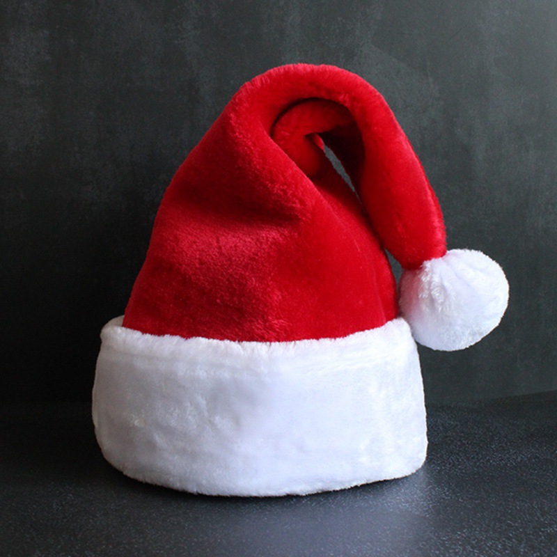 Yihong New Christmas Decoration Supplies Children Hat Adult Cap Red and Black Thickened Fleece Hat Christmas Hat