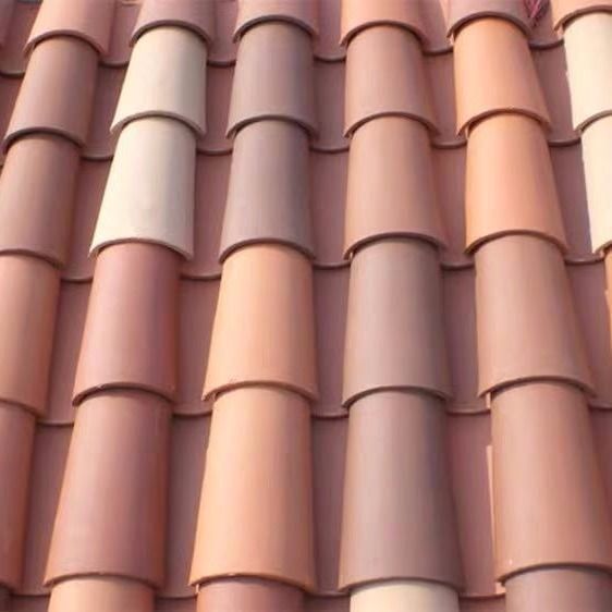 西瓦屋面瓦片x西班牙筒瓦半圆屋顶瓦陶土瓦盖瓦朱砂红围墙