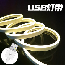 跨境LED硅胶柔性霓虹灯带5V低压电池USB灯带氛围灯装饰画广告招牌