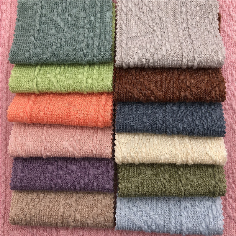 2021新款时尚小麦粗针提花面料 仿羊毛衣针织衫连衣裙裤装面料