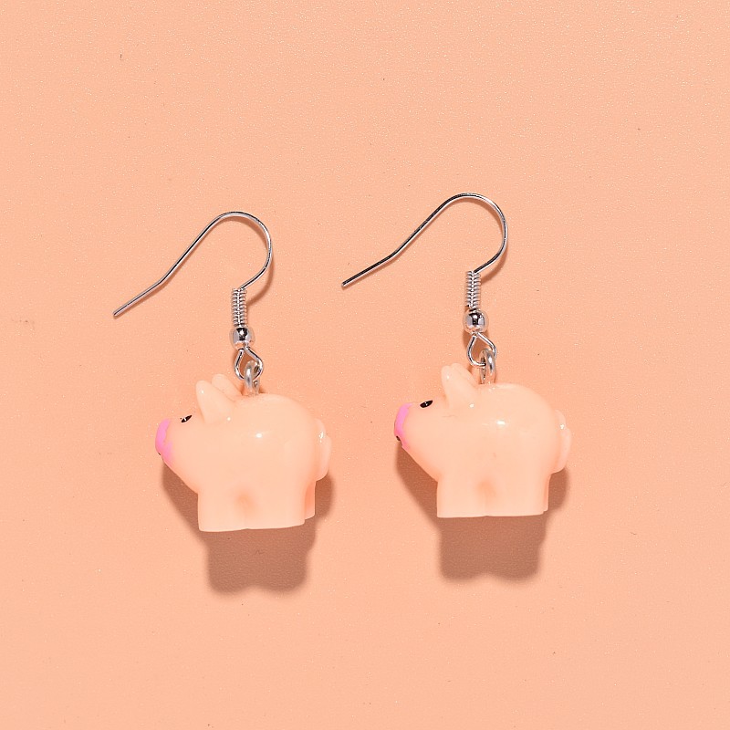 fun style personalized girl cute pink earrings pink and tender three-dimensional pig earrings cross-border sold jewelry supply