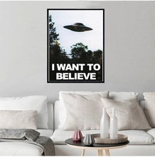 I WANT TO BELIEVE字母艺术帆布画 UFO 电视剧帆布画家居装饰画芯