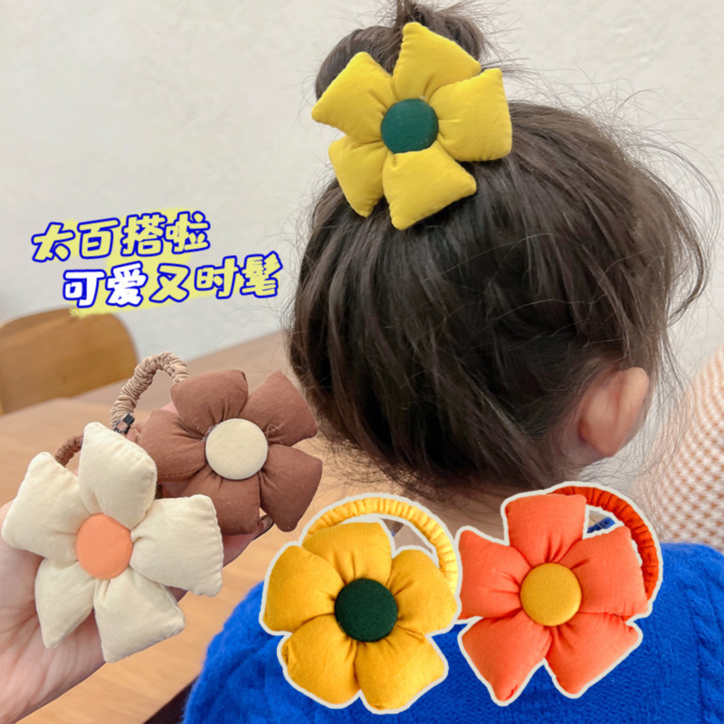 Girls' Flower Rubber Band Hair Band Cute Baby Does Not Hurt Hair Tie Hair Rope Rubber Band Children's Cloth Headband Hair Accessories