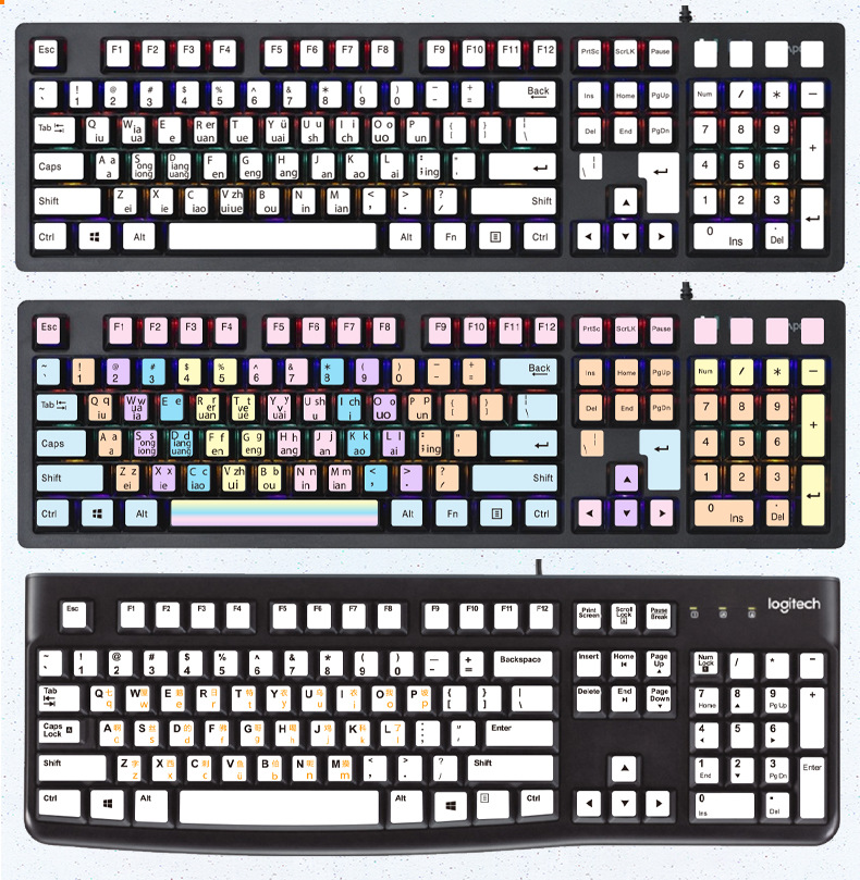 台式机电脑键盘贴纸小鹤搜狗双拼大小写初学者指法练习打字贴纸