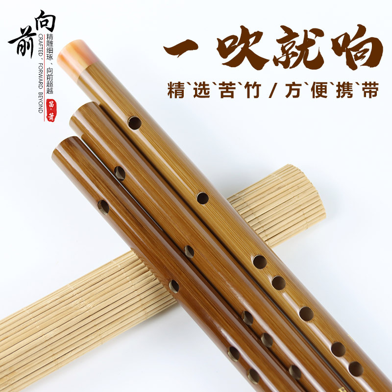 向前乐器厂家直销素款精品短笛初学者儿童学生入门苦竹横小笛子