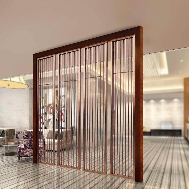 客厅不锈钢屏风隔断新中式屏风现代简约餐厅客厅金属隔断玻璃隔断