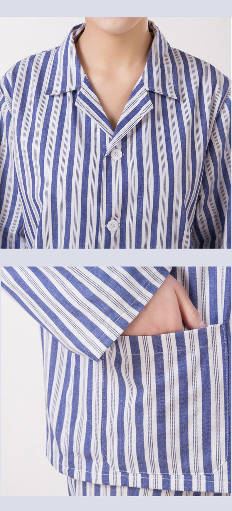 蓝白条纹病号服纯棉男女病员服套装病号服患者服订厂家卫生医院