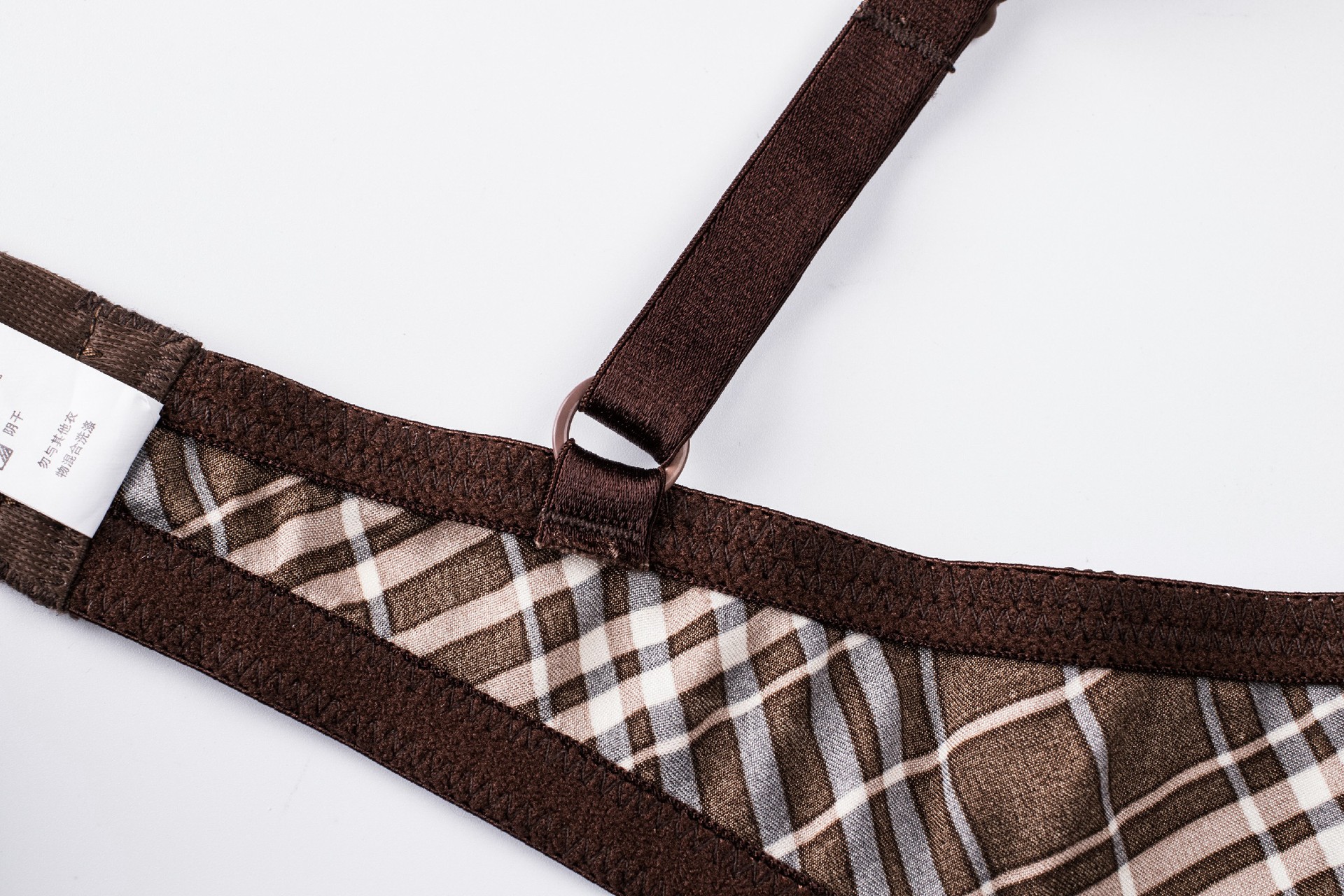 2021迪娜新款条纹花边文胸蕾丝边丝带调整聚拢内衣固定双肩带