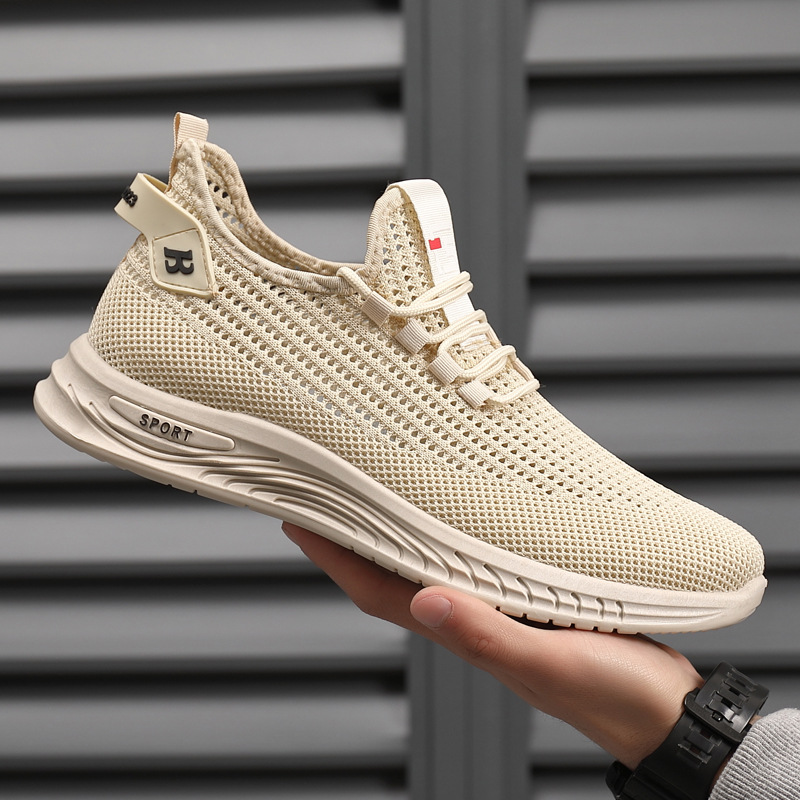 Summer Mesh Shoes Men's New Korean Style Breathable Comfortable Mesh Slip-on Dad Shoes Men's Shoes Sports Casual Deodorant