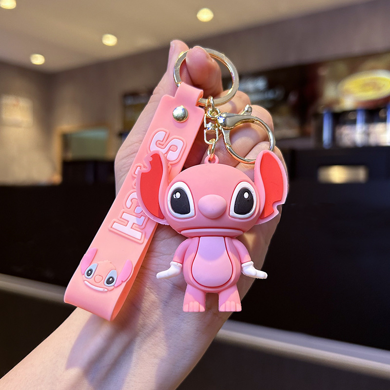 2023 New Soft Rubber Creative Cartoon Stitch Keychain Pendant Car Key Ring Exquisite Couple Pendant