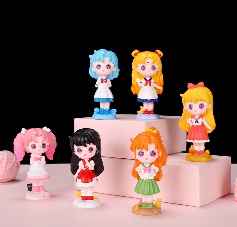 追光少女盲盒摆件卡通网红潮玩手办公仔学生儿童玩具女孩创意礼物