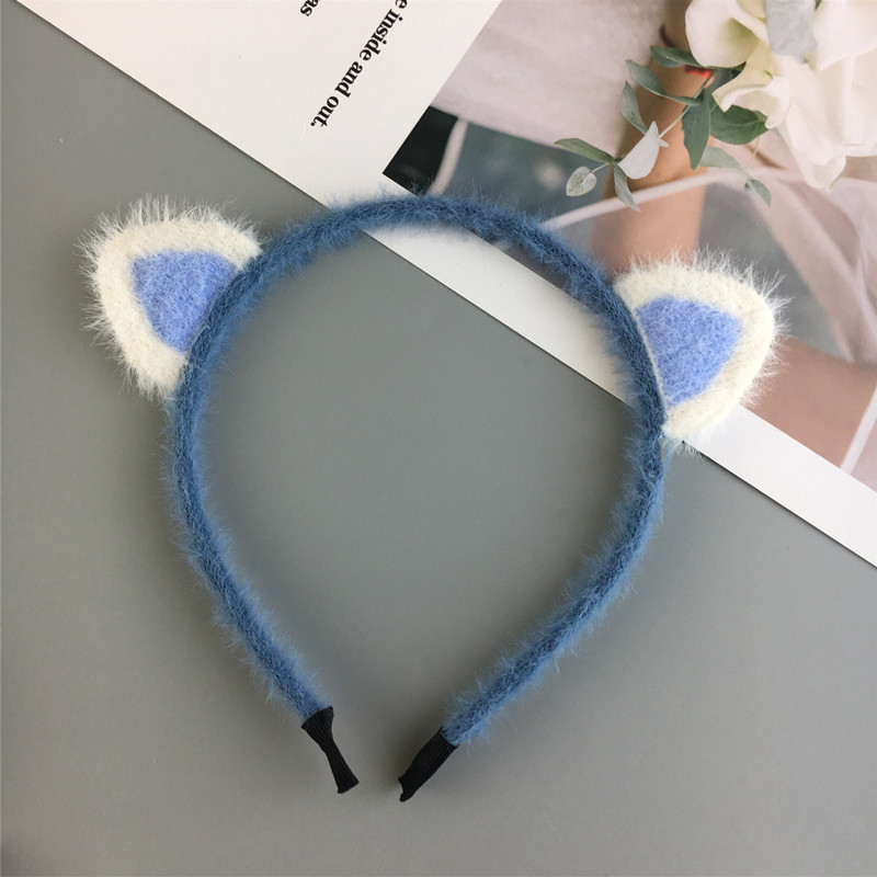 可爱毛绒猫耳朵针织发箍女童成人卖萌猫咪装扮压发卡拍照配饰头箍
