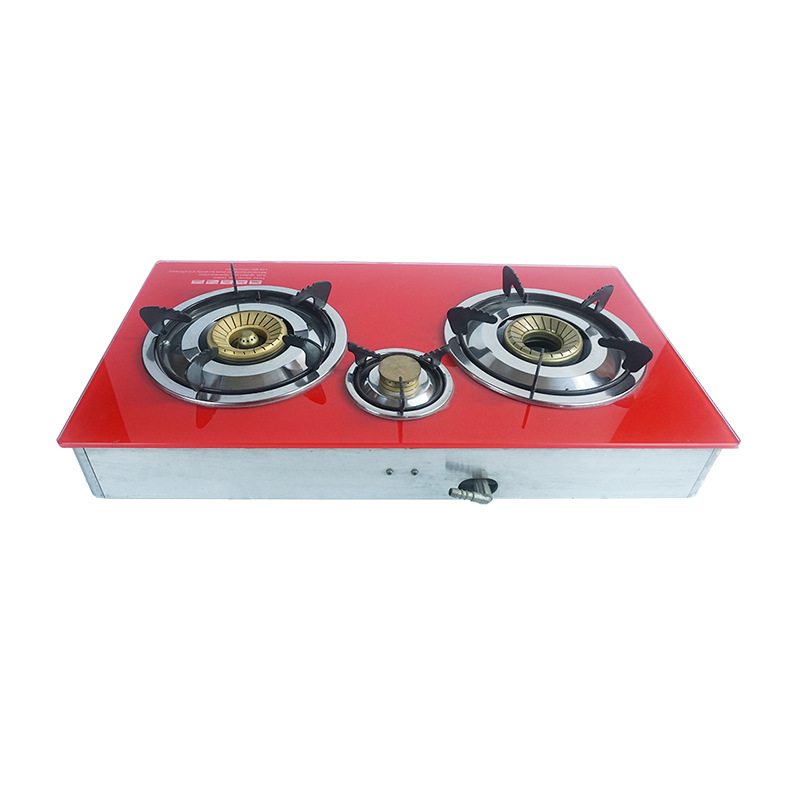 Glass Stove Three Furnace Desktop Stove Type Natural Gas Stove Fierce Fire Stove Glass Three Furnace Export Factory Supply