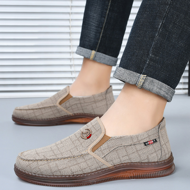 2024 New Spring and Autumn Shoes Old Beijing Cloth Shoes Men's Shoes Casual Shoes Tendon Sole Slip-on Work Shoes Men's Shoes