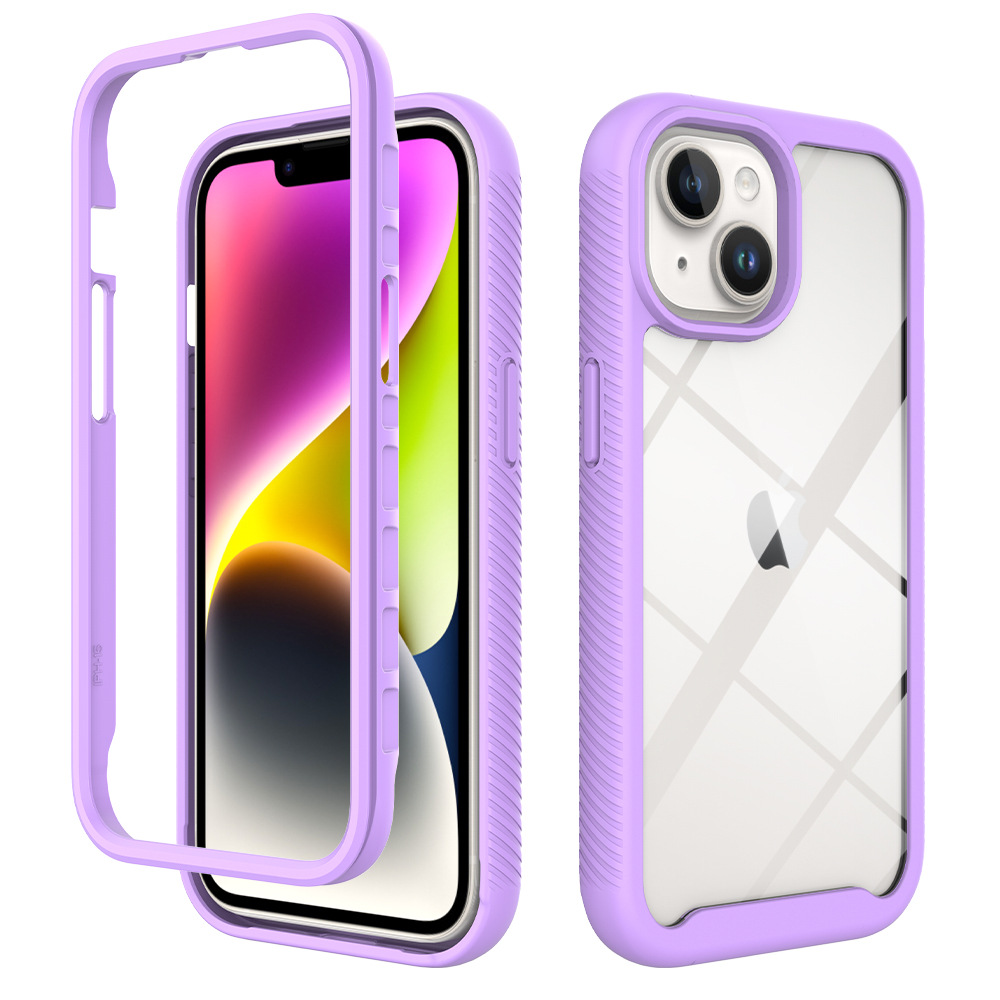 Cross-Border Applicable to iPhone 15 Frosted Phone Case PC + TPU Two-in-One Drop-Resistant Transparent Protective Case New