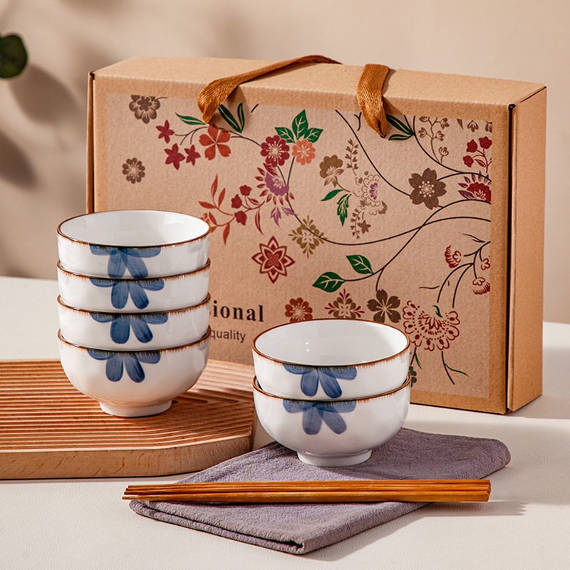 Japanese Ceramic Tableware Gift Bowl Plate Set Ceramic Bowl Gift Opening Gift Business Gift