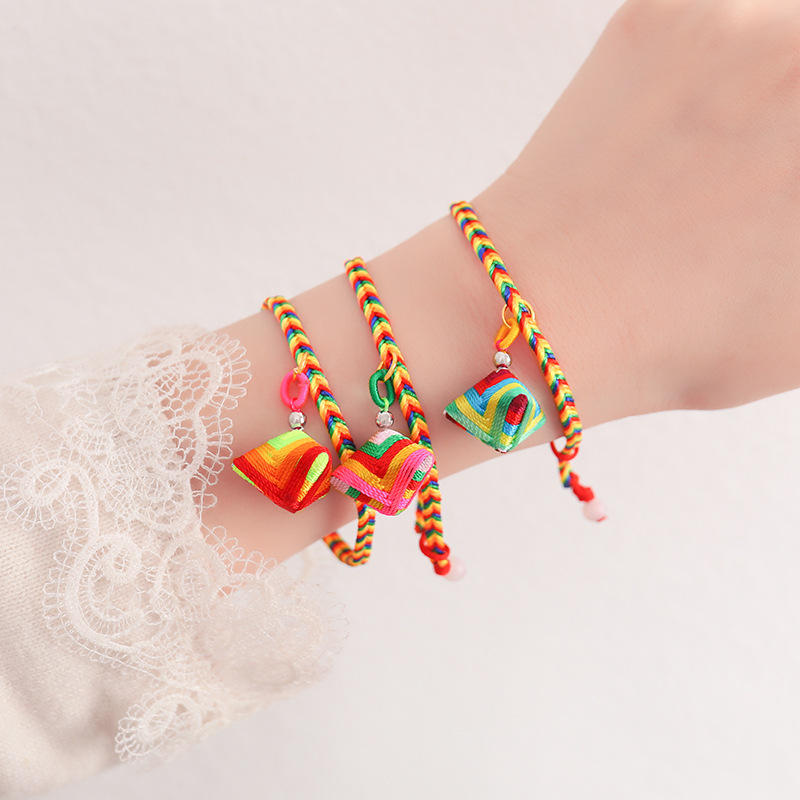 端午节五彩绳小粽子手链女成品儿童宝宝红绳手工编织diy挂件批发
