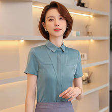 小清新女上衣2021夏季新款时尚韩版短袖女式职业衬衫工作服