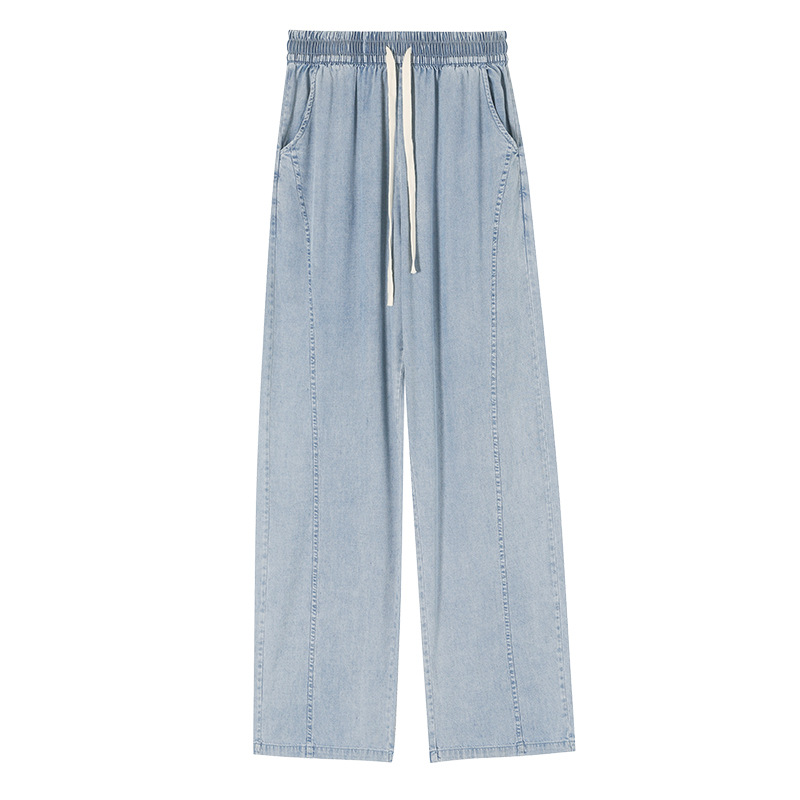 Lyocell Jeans Women's 2023 Spring and Summer New High Waist Drooping Straight Design Sense Banana Pants Slimming Wide Leg Pants