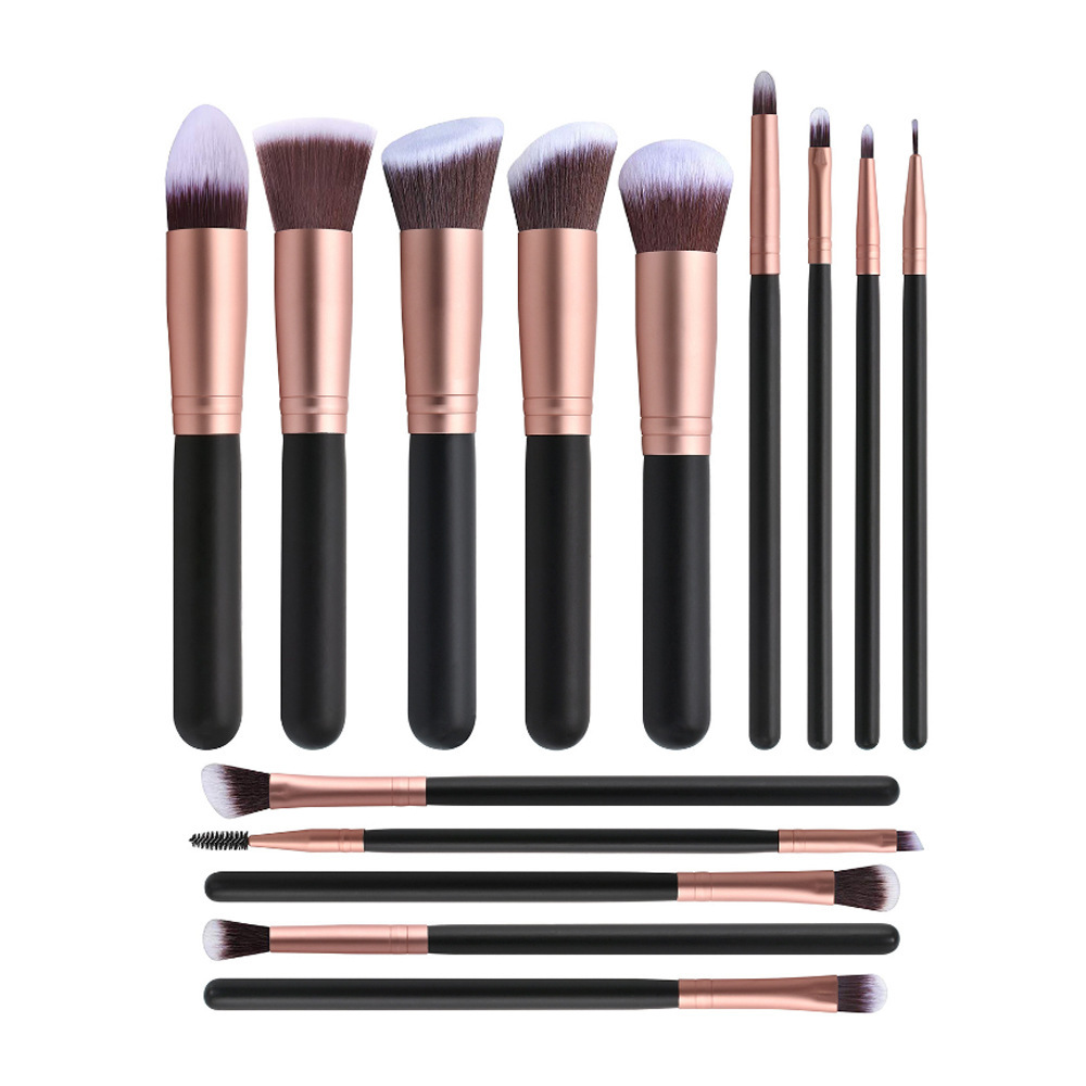 14 Asian Gold Makeup Brushes in Stock Eye Shadow Brush Suit 5 Large 9 Small Makeup Brushes Rose Gold Silver Powder Foundation Brush