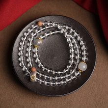 巴西白水晶圆形珠6mm多圈手链DIY搭配月光石女款小清新手链饰品