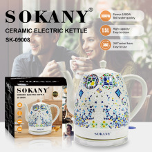 外贸出口SOKANY09008水壶印花陶瓷电水壶家用烧开水壶KETTLE