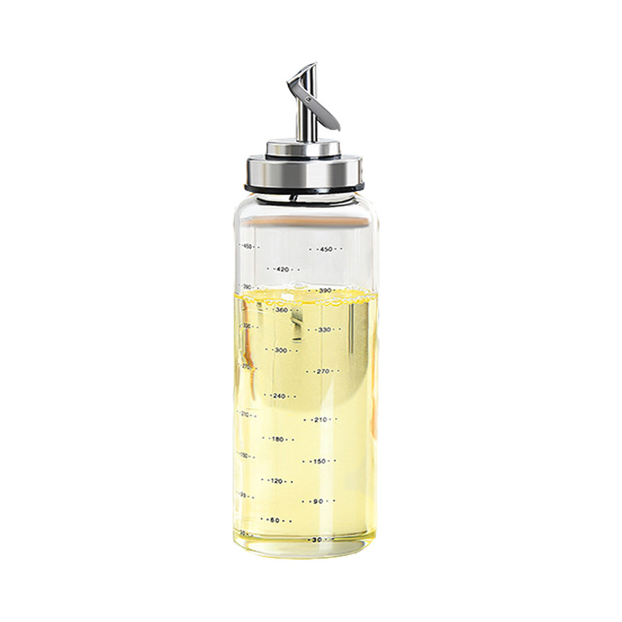 Kitchen Stainless Steel Gravity Oiler Automatic Opening and Closing Oil Bottle Soy Sauce Sesame Oil Vinegar Bottle Glass Seasoning Seasoning Bottle