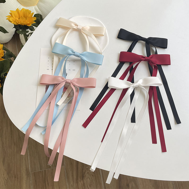 2023 New Girl Versatile Vigorous Age-Reducing Bow Streamer Hair Accessory Candy Color Double Ponytail Twist Braid Barrettes