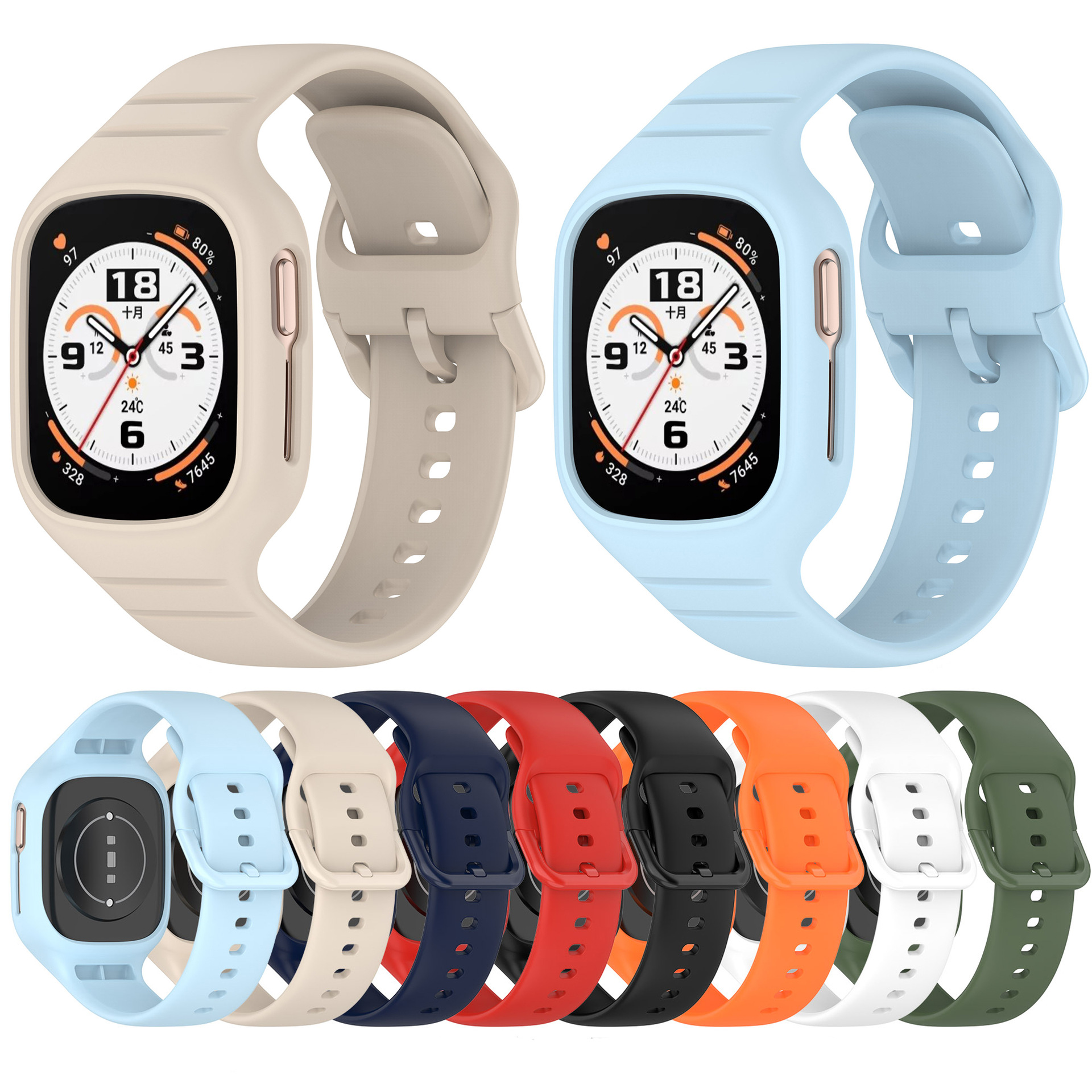 适用荣耀手表4表带honor watch4一体腕带tma-l19硅胶