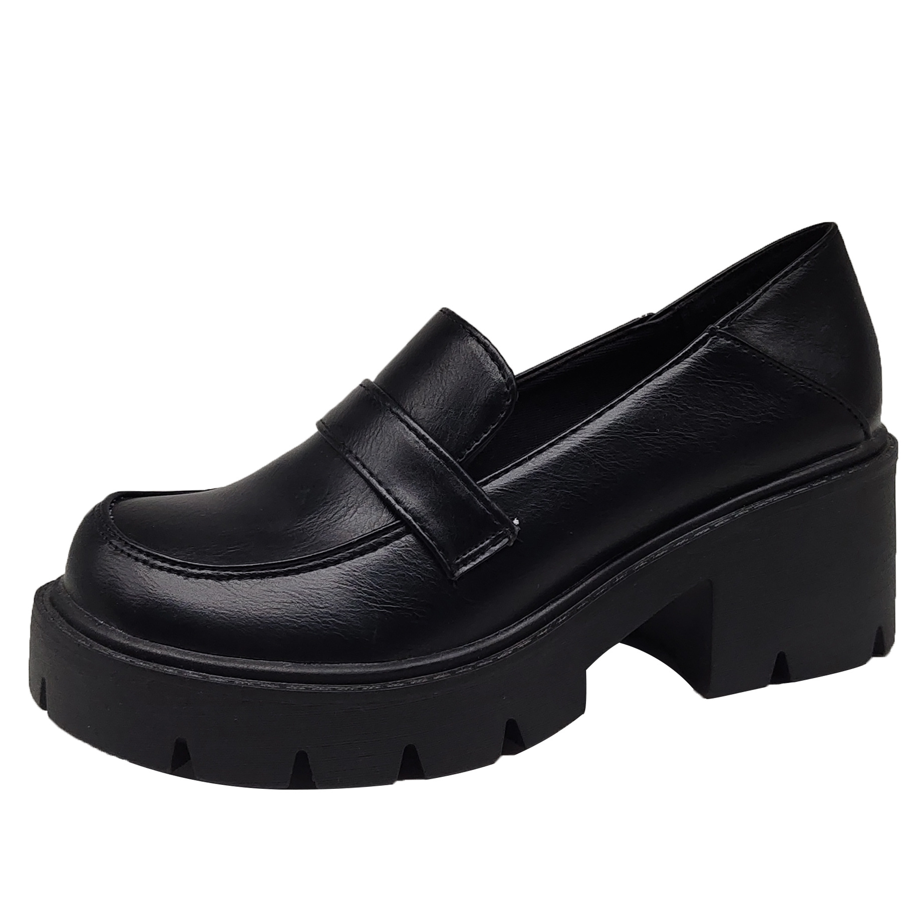 2022春秋新款英伦风小皮鞋女厚底复古黑色韩版学院日系jk粗跟单鞋