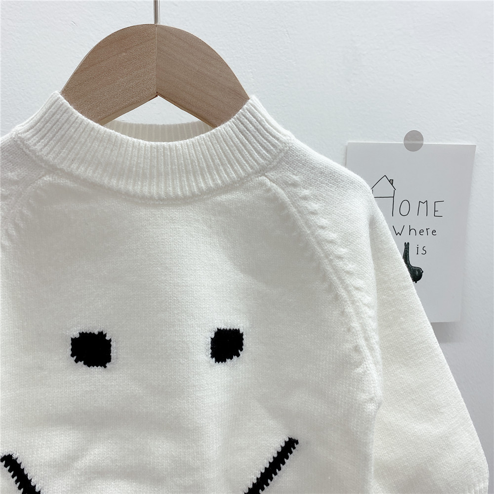 秋季新款儿童毛衣 笑脸中高领小童针织衫 中性可爱宝宝套头毛衣