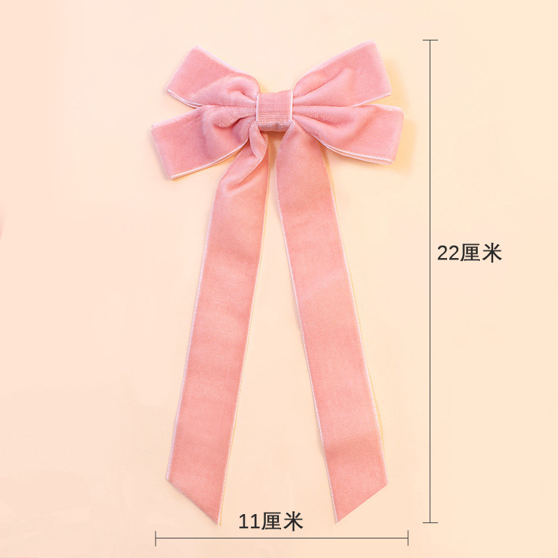 2023 Hot Sale Foreign Trade Children's Dovetail Long Floating Angle Rib Ribbon Bow Hairpin Hair Ring Hair Accessories 2 Sets Starting from Batch