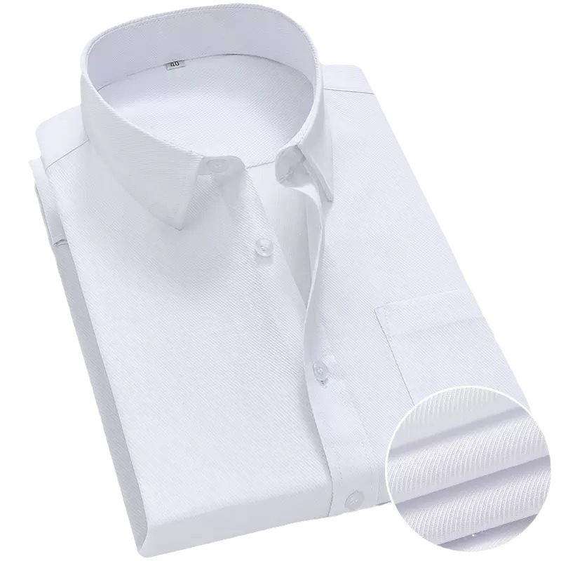 Business Business Shirt Men's Long-Sleeved Shirt Slim-Fitting Iron-Free Bank Real Estate Work Clothes Workwear Commuting White with the Chinese Character 士