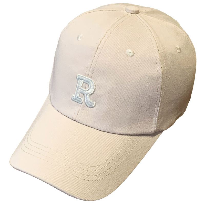 New Baseball Cap Men and Women Alphabet Peaked Cap Korean Style Young Student Spring and Summer Sun-Proof Hat R Logo Embroidery