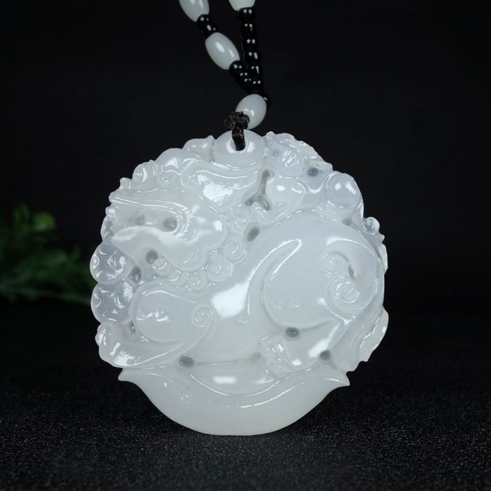证书保真玉羊脂白阿富汗招财貔貅玉石牌子吊坠项链挂件男女情侣款