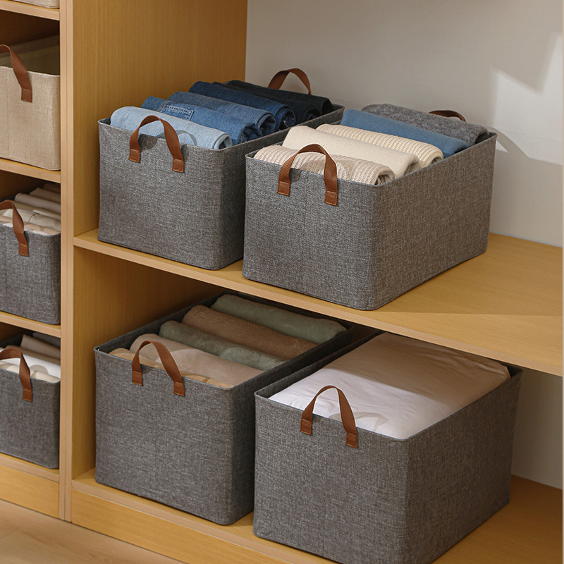 Clothes Storage Box Fabric Clothing Finishing Box Box Large Folding Wardrobe Storage Box Bags Household Thickening and Wear-Resistant