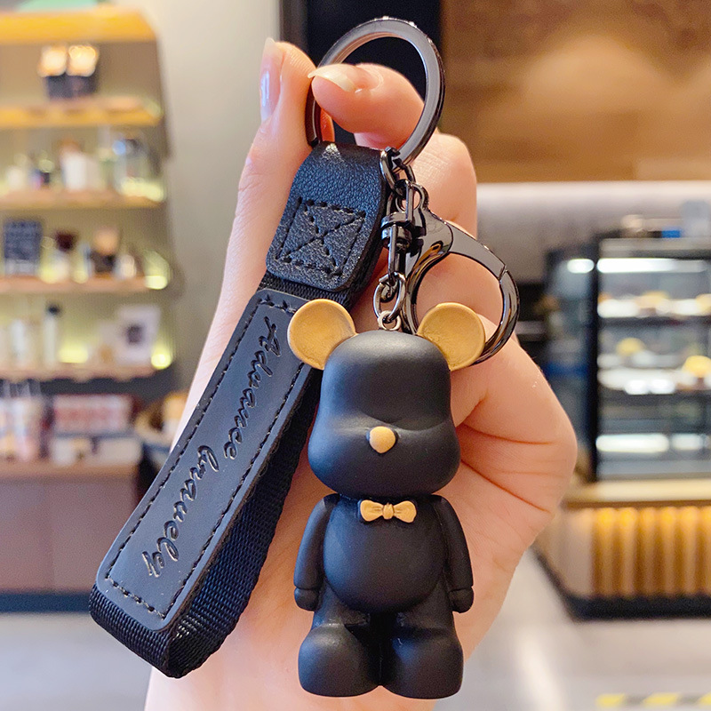 Creative Nordic Bow Bear Keychain Cute Girl Bear Backpack Pendant Female Couple Car Key Chain Ornaments