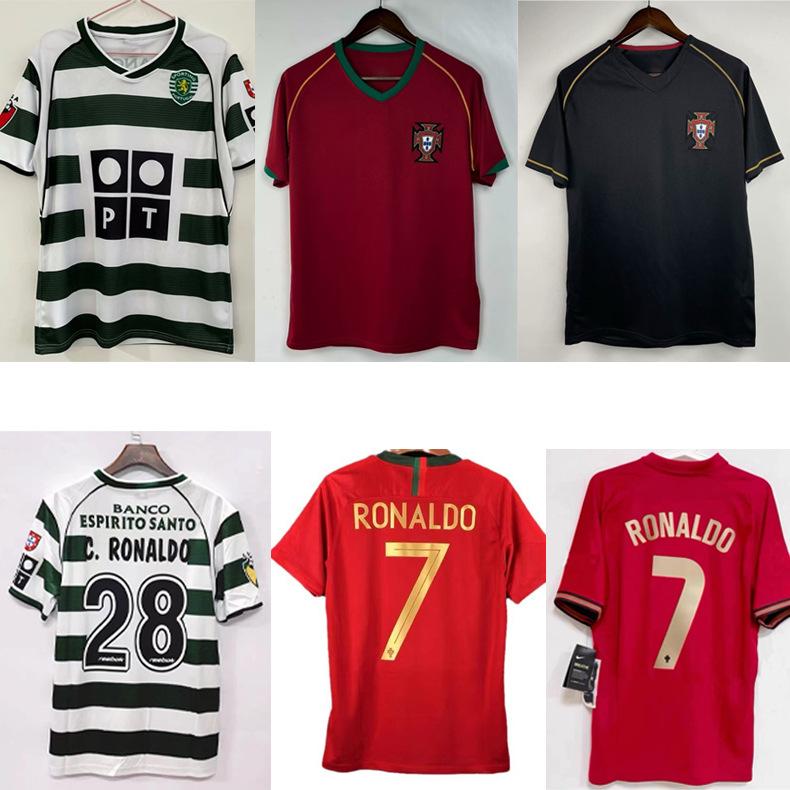 葡萄牙复古球衣里斯本竞技7号c罗国家队俱乐部纪念版足球服上衣