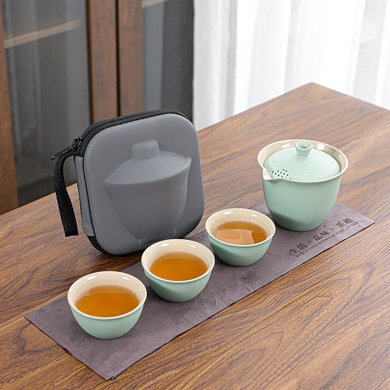 Factory Travel Tea Set Quick Cup One Pot Fills Three Cups Portable Tureen Small Set Outdoor Kung Fu Tea Set Tea Making Gift