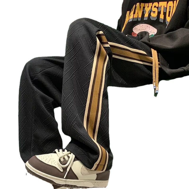   Design Stitching Winter Pants Men's Fashion Brand Ins Track Sweatpants Thick oose American Casual ong Pants Fashion