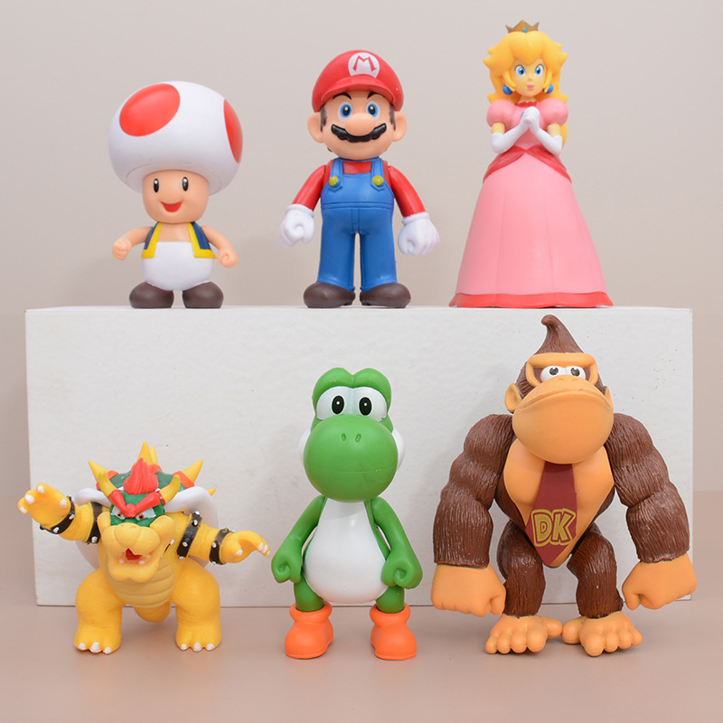 6款马里奥手办超级玛丽路易基耀西龙公仔绿恐龙手办动漫扭蛋摆件