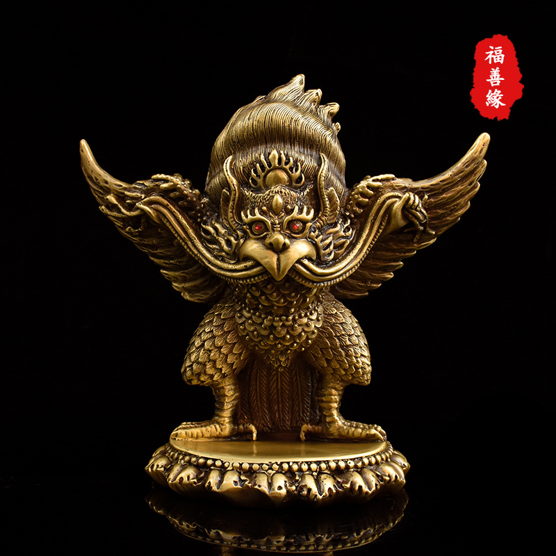 纯铜大鹏鸟摆件 大鹏雕 大鹏金翅鸟 佛像铜神像鸟藏传密宗铜像