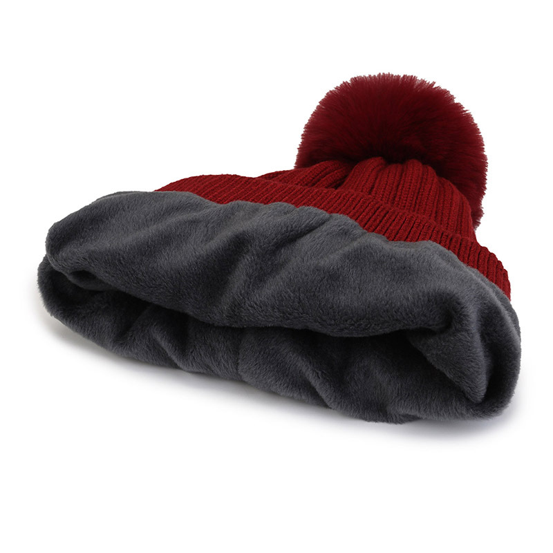 Hat Women's New Korean Style Fashion Student Winter Beanie Hat Fur Ball Big Head Circumference Knitted Hat Riding Woolen Cap