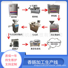 全自动香肠加工成套设备 蒜肠肉肠灌装烟熏设备 肠类生产流水线